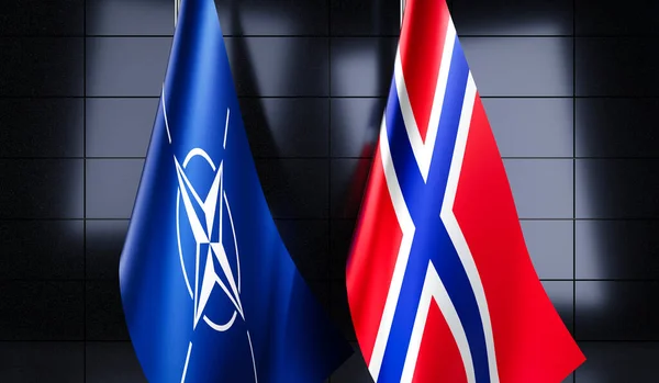Norwegen Und Nato Flaggen Illustration — Stockfoto