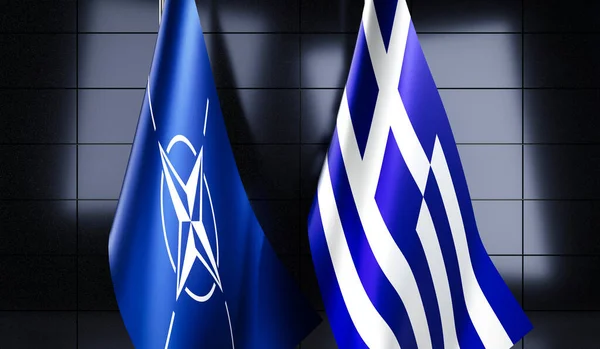 Flagi Grecji Nato Ilustracja — Zdjęcie stockowe