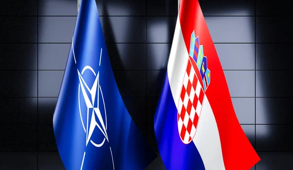 Bandeiras Croácia Otan Ilustração — Fotografia de Stock
