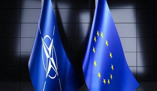 Banderas Unión Europea Otan Ilustración — Foto de Stock