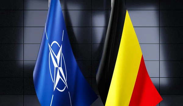 Belgium Nato Zászlók Illusztráció — Stock Fotó