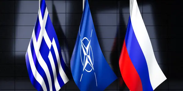 Banderas Grecia Otan Rusia Ilustración — Foto de Stock