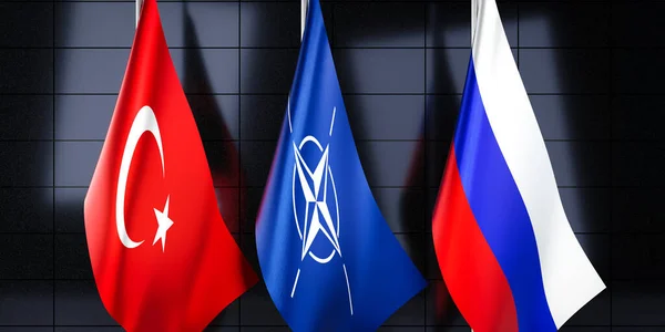 Turkey Nato Russia Flags Illustration — Stock Photo, Image