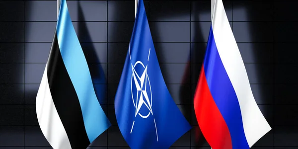 Flaggen Estlands Der Nato Und Russlands Illustration — Stockfoto