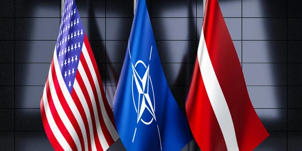 Flaggen Lettlands Der Nato Und Der Usa Illustration — Stockfoto