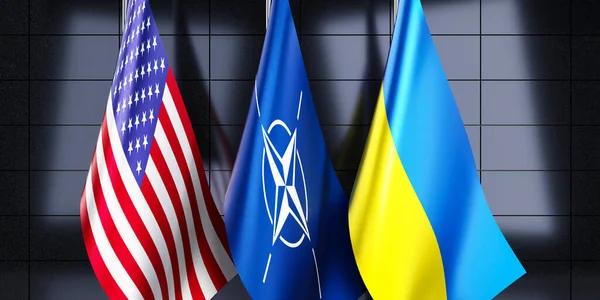 ウクライナ Nato 米国の旗 3Dイラスト — ストック写真