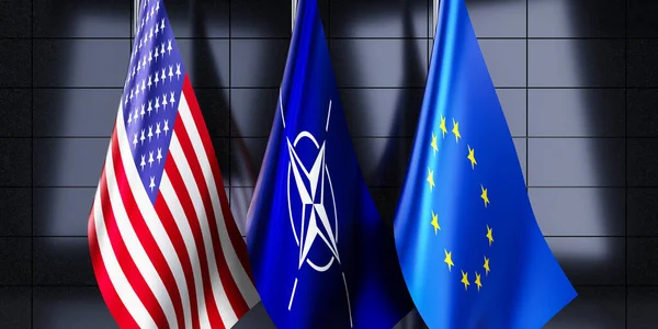Banderas Unión Europea Otan Estados Unidos Ilustración — Foto de Stock