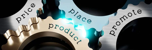 Price Place Product Promote Gears Concept Illustration — Stock Photo, Image