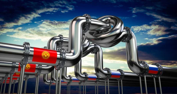 Нефтегазопровод Флаги Кыргызстана России Иллюстрация — стоковое фото
