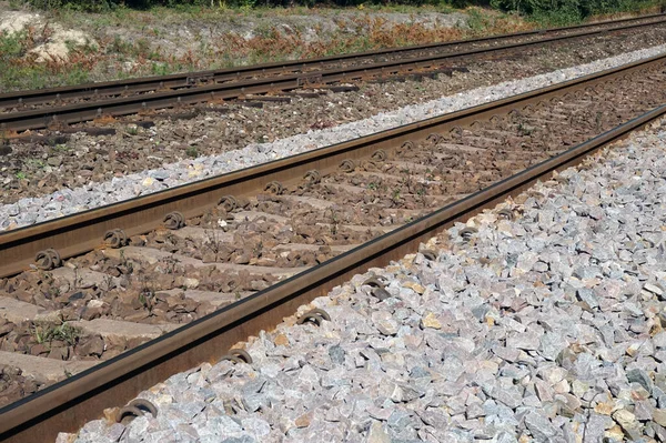 Railroad Train Track Side View — Stock Photo, Image