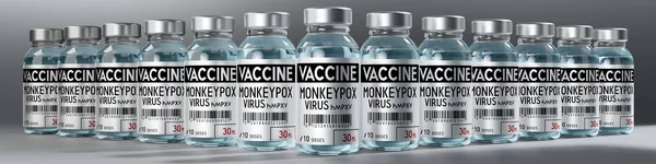 Majomhimlő Vakcina Ampullák Illusztráció — Stock Fotó