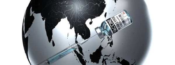 Majomhimlő Vakcina Fecskendő Illusztráció — Stock Fotó