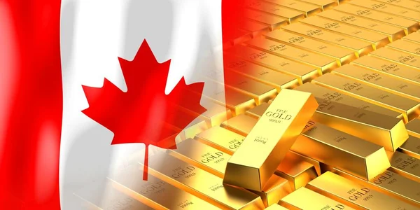 Kanada Flagge Und Goldbarren Illustration — Stockfoto