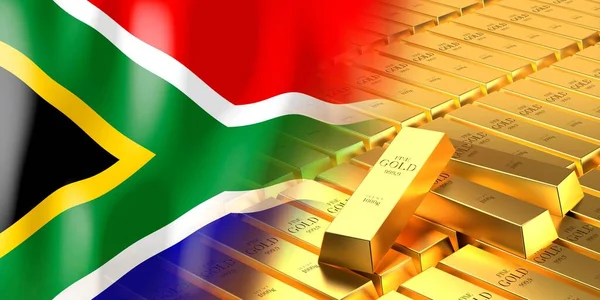 Bandera Sudáfrica Lingotes Oro Ilustración — Foto de Stock