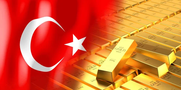 Bandera Turquía Lingotes Oro Ilustración —  Fotos de Stock