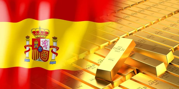 Spagna Bandiera Lingotti Oro Illustrazione — Foto Stock