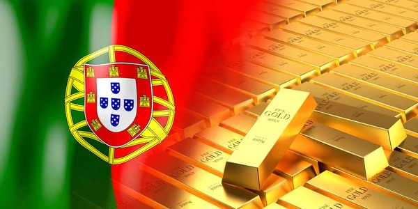 Bandera Portugal Lingotes Oro Ilustración — Foto de Stock