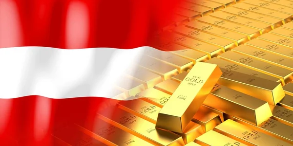 Oostenrijk Vlag Gouden Ingots Illustratie — Stockfoto