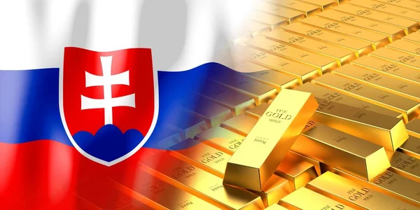 Bandeira Eslováquia Lingotes Ouro Ilustração — Fotografia de Stock