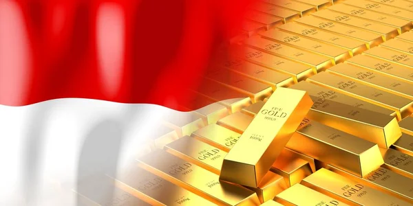 Bendera Monako Dan Emas Ingot Ilustrasi — Stok Foto