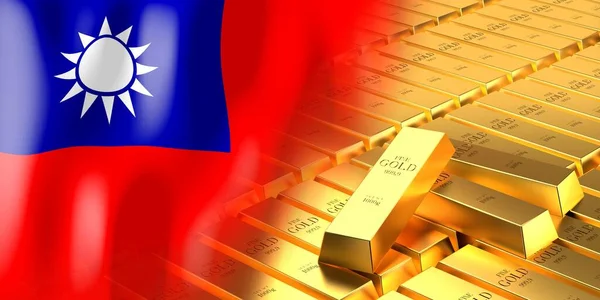 Taiwan Flag Gold Ingots Illustration — Stock Photo, Image