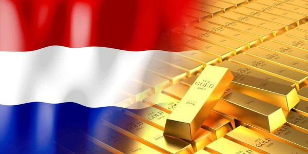 Flaga Holandii Sztabki Złota Ilustracja — Zdjęcie stockowe