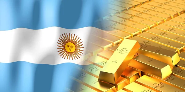 Flaga Argentyny Sztabki Złota Ilustracja — Zdjęcie stockowe
