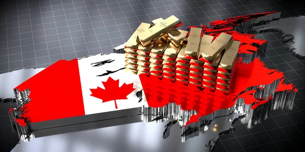Mapa Bandera Canadá Lingotes Oro Ilustración — Foto de Stock