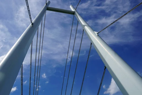 Modern Cable Stayed Bridge Sky Clouds — Stockfoto