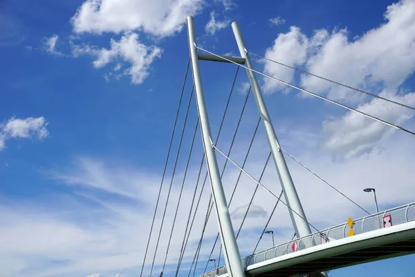 Modern Cable Stayed Bridge Sky Clouds — Stockfoto