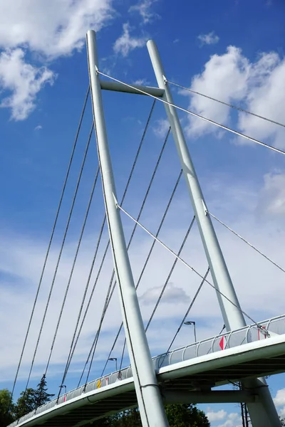 Modern Cable Stayed Bridge Sky Clouds — Stockfoto