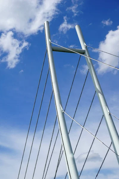 Modern Cable Stayed Bridge Sky Clouds — Photo