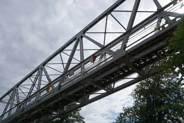 Truss Train Bridge Side View — Stockfoto