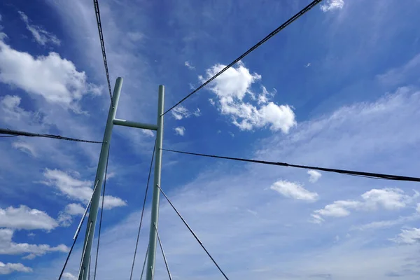 Modern Cable Stayed Bridge Sky Clouds — Stockfoto