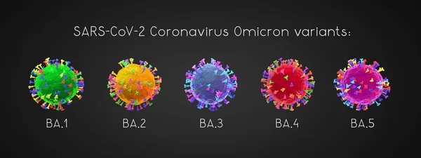Variantes Omicrónicas Del Coronavirus Sars Cov Covid Ilustración — Foto de Stock