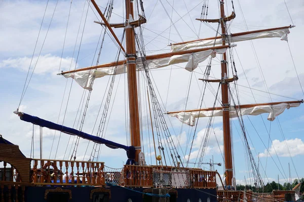 Wooden Tall Ship Standing Port — 스톡 사진