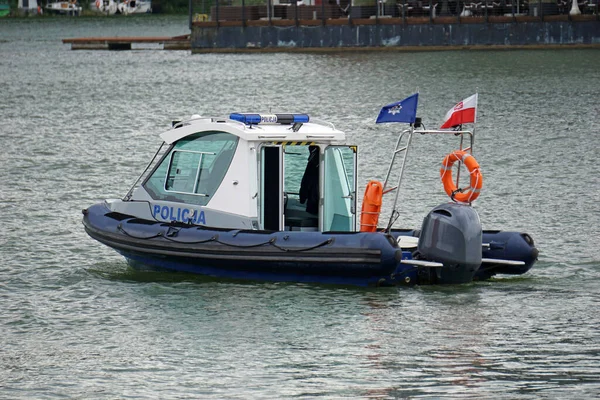 Mikolajki Poland July 20Th 2022 Police Motorboat Patrol — Stok fotoğraf