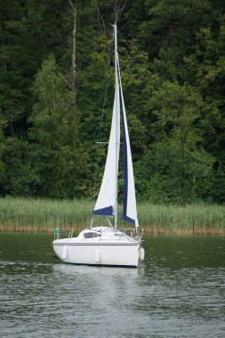 Gölde yüzen yelkenli - ön manzara