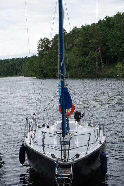 Sailboat Moored Port Front View — Photo