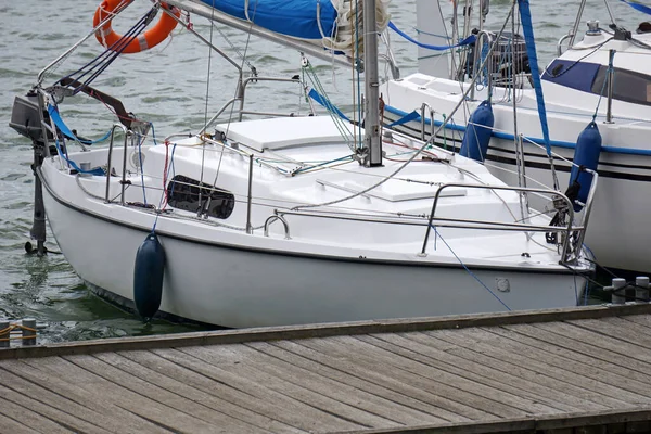 Sailboat Moored Port Front View — стоковое фото