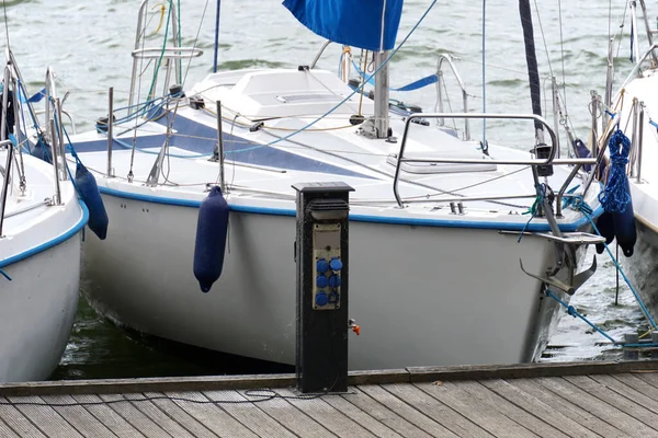 Sailboat Moored Port Front View — Photo