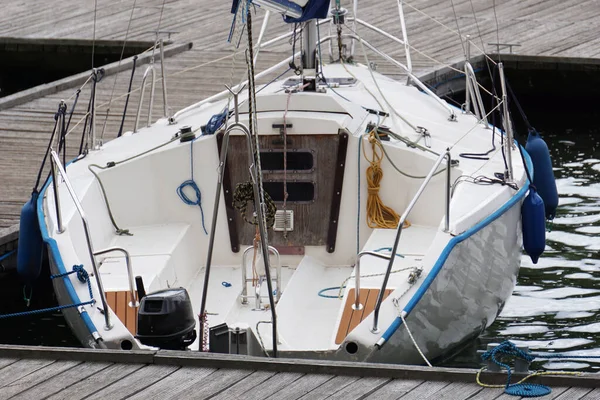 Sailboat Moored Port Rear View — Foto de Stock