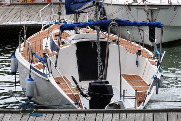 Sailboat Moored Port Rear View — Foto de Stock