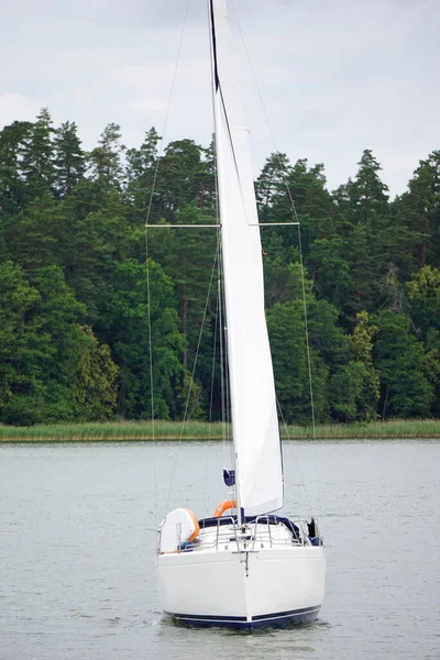 Sailboat Swimming Lake Front View — Stock fotografie