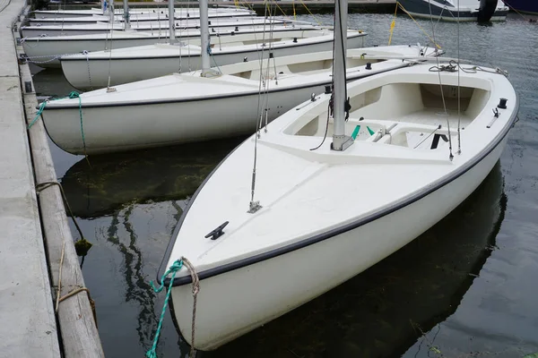 White Sailboats Moored Port — Foto de Stock