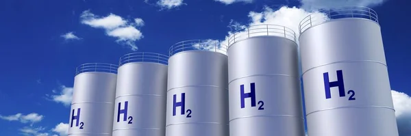 Cylindrical Tanks Hydrogen Gas Illustration — Stock Photo, Image