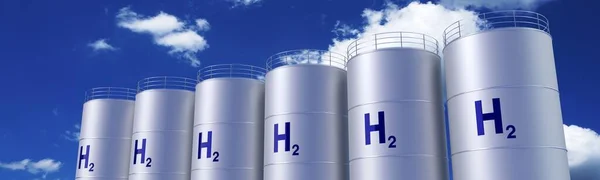 Cylindrical Tanks Hydrogen Gas Illustration — ストック写真