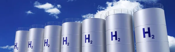 Cylindrical Tanks Hydrogen Gas Illustration — Stock Photo, Image