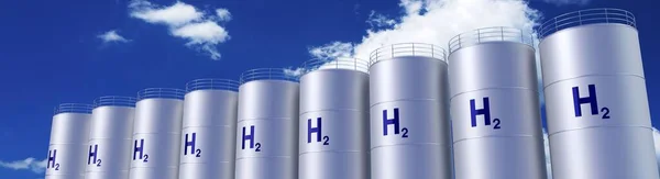 Cylindrical Tanks Hydrogen Gas Illustration — ストック写真