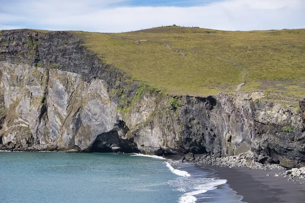 Reynisfjara Black Beach Iceland Cliff — Foto Stock